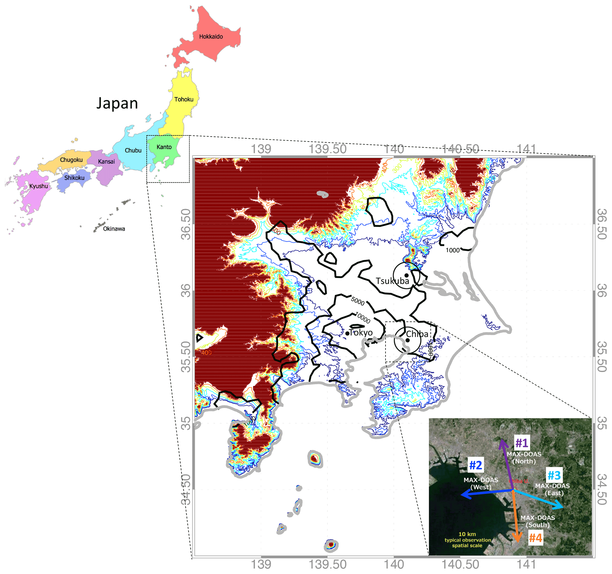 Spatial extent of the ecological programs. The red dashed line is
